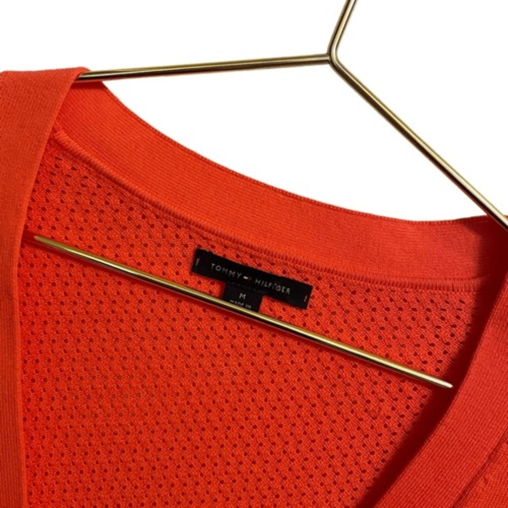 Tommy Hilfiger Womens Orange Cotton V-Neck Button Front Cardigan Sweater Size M - Picture 2 of 8